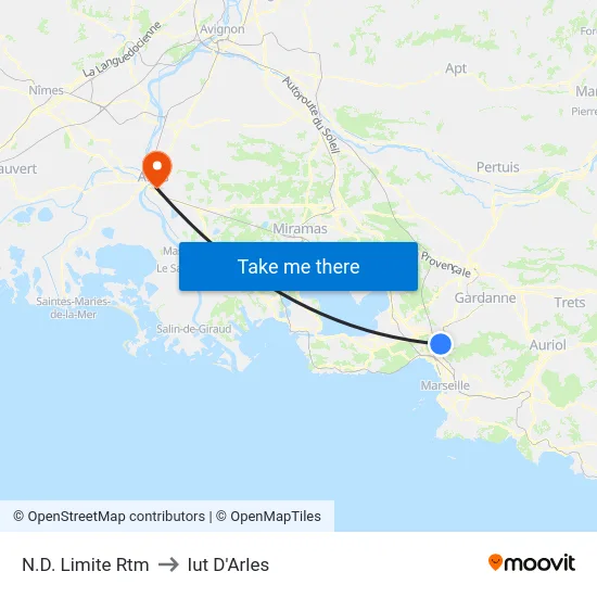 N.D. Limite Rtm to Iut D'Arles map