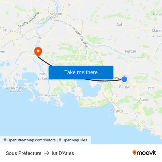 Sous Préfecture to Iut D'Arles map