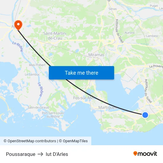 Poussaraque to Iut D'Arles map