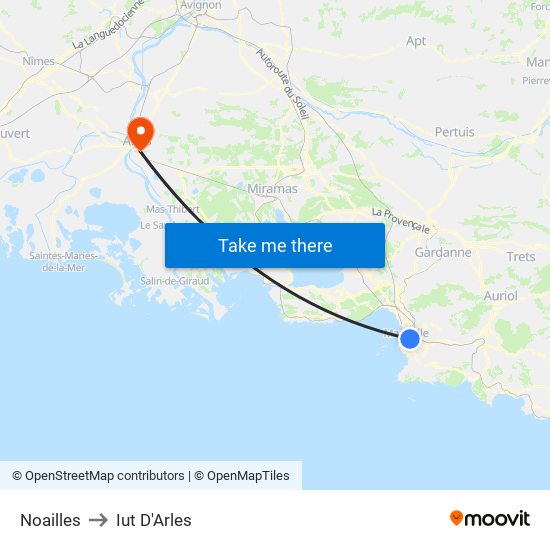 Noailles to Iut D'Arles map