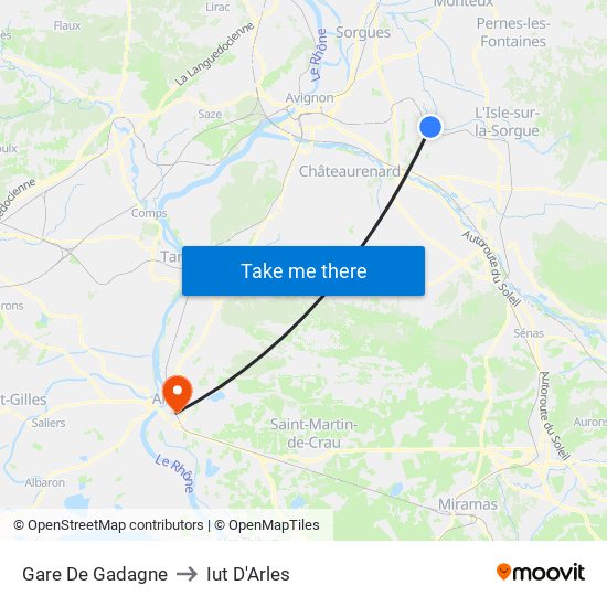 Gare De Gadagne to Iut D'Arles map