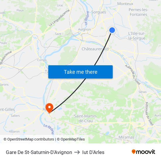 Gare De St-Saturnin-D'Avignon to Iut D'Arles map