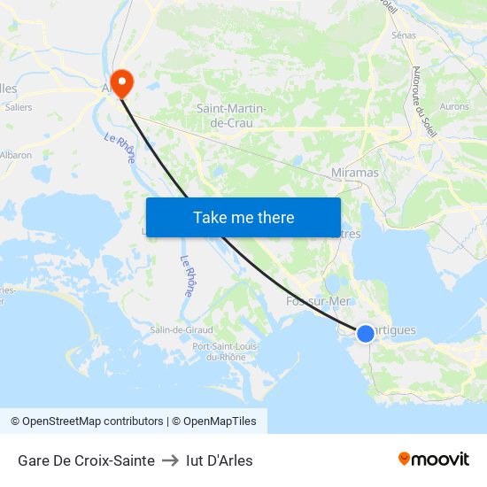 Gare De Croix-Sainte to Iut D'Arles map