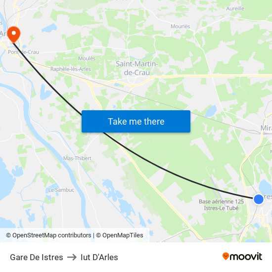 Gare De Istres to Iut D'Arles map