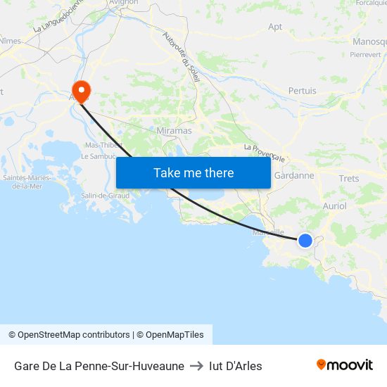 Gare De La Penne-Sur-Huveaune to Iut D'Arles map