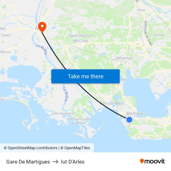 Gare De Martigues to Iut D'Arles map