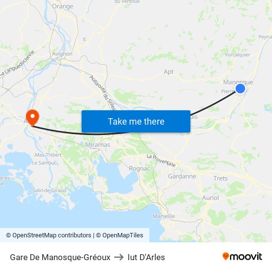 Gare De Manosque-Gréoux to Iut D'Arles map