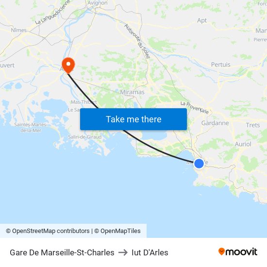 Gare De Marseille-St-Charles to Iut D'Arles map