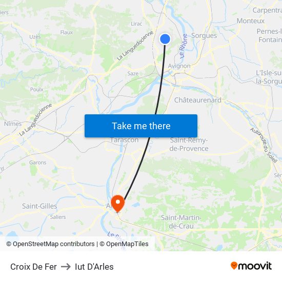 Croix De Fer to Iut D'Arles map