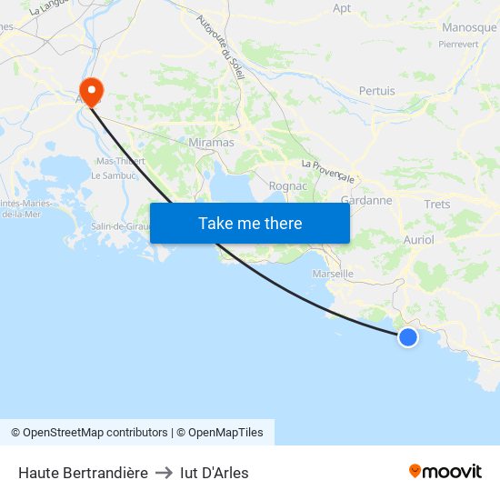 Haute Bertrandière to Iut D'Arles map