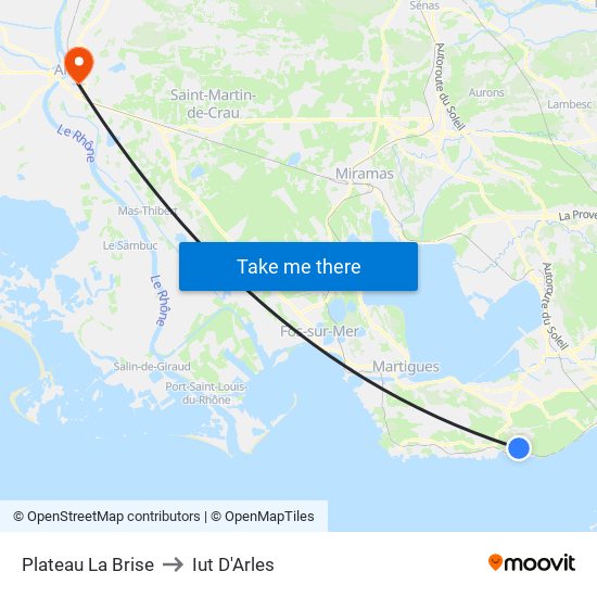 Plateau La Brise to Iut D'Arles map