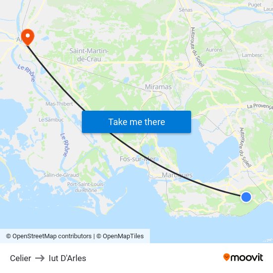 Celier to Iut D'Arles map