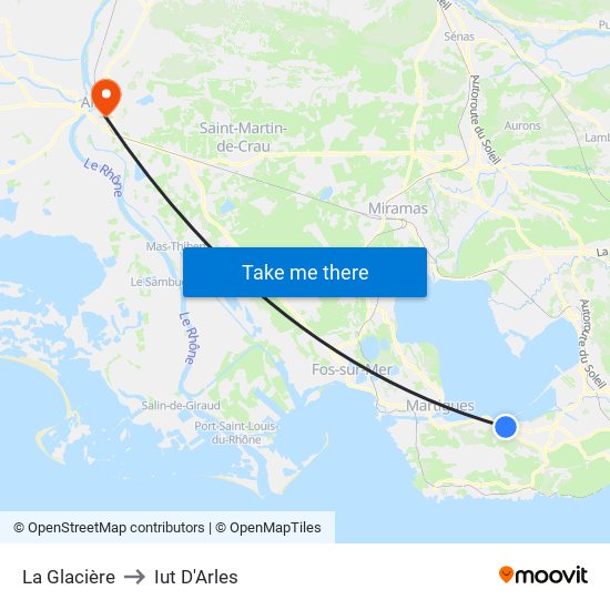 La Glacière to Iut D'Arles map