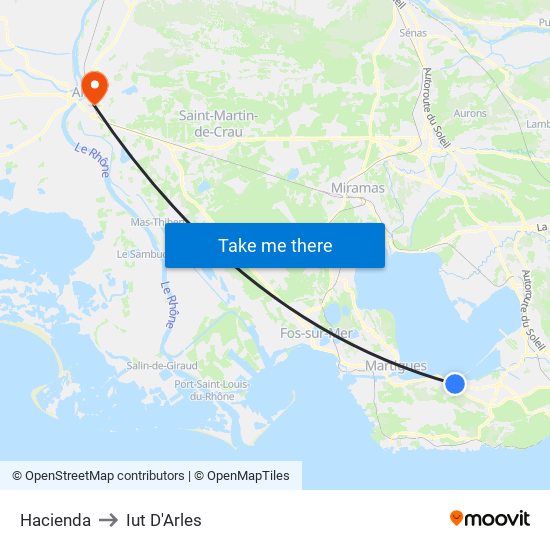Hacienda to Iut D'Arles map