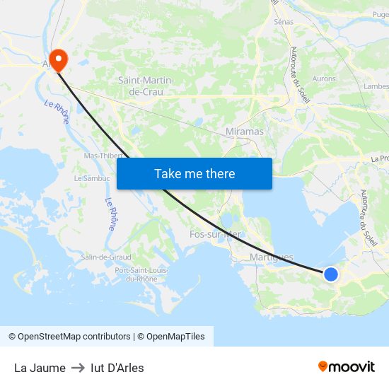 La Jaume to Iut D'Arles map
