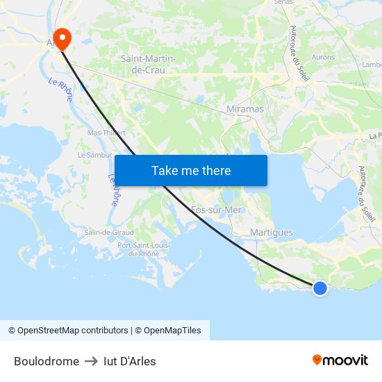 Boulodrome to Iut D'Arles map