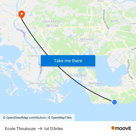 Ecole Thoulouze to Iut D'Arles map