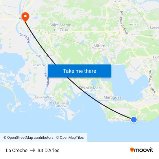 La Crèche to Iut D'Arles map