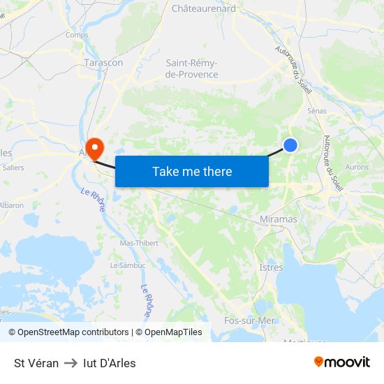 St Véran to Iut D'Arles map