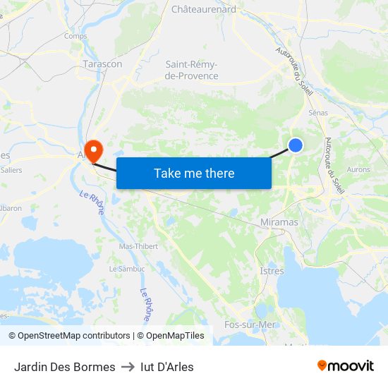 Jardin Des Bormes to Iut D'Arles map