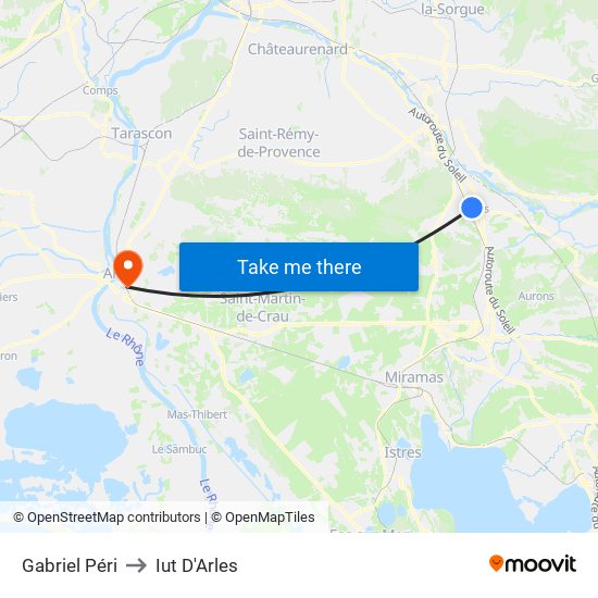 Gabriel Péri to Iut D'Arles map