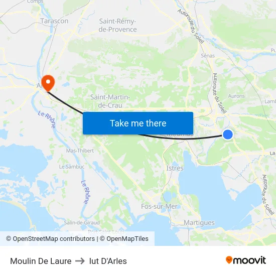Moulin De Laure to Iut D'Arles map
