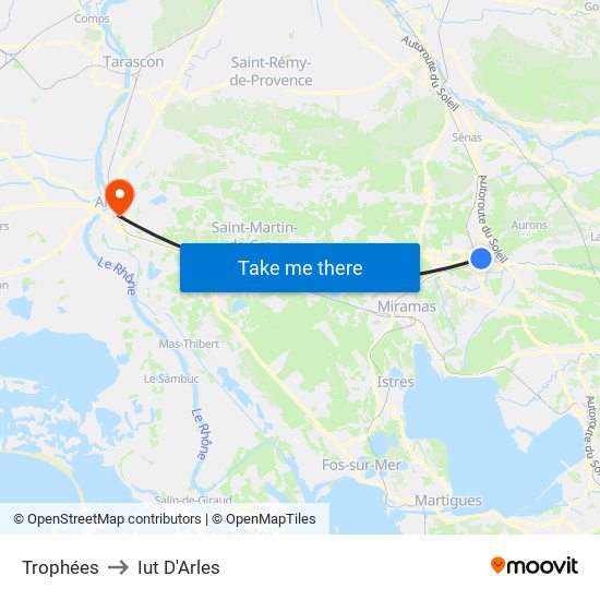 Trophées to Iut D'Arles map