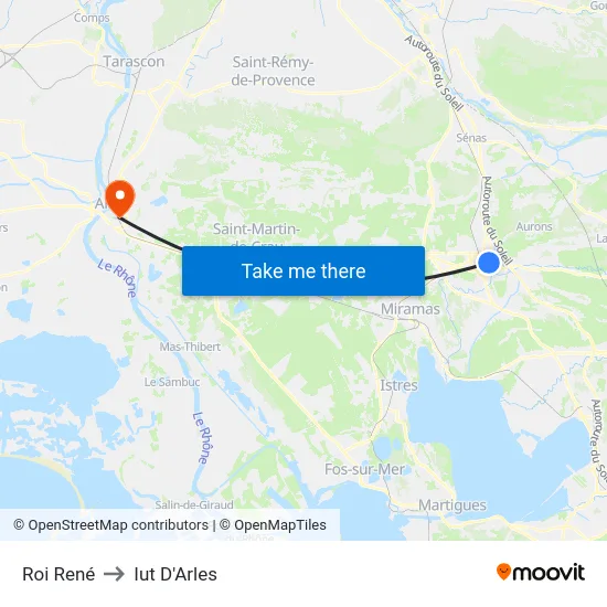 Roi René to Iut D'Arles map