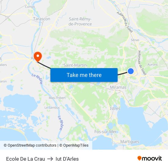 Ecole De La Crau to Iut D'Arles map