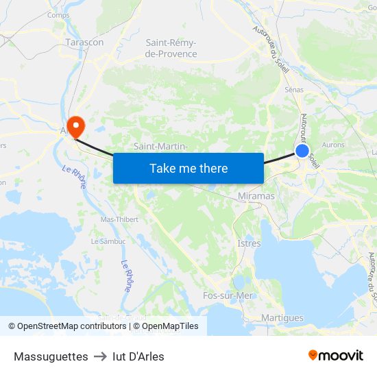 Massuguettes to Iut D'Arles map