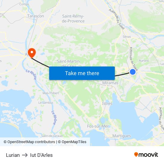 Lurian to Iut D'Arles map