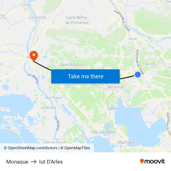 Monaque to Iut D'Arles map