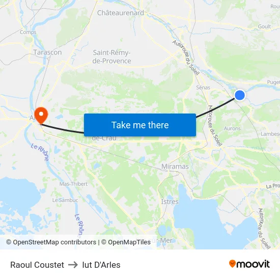 Raoul Coustet to Iut D'Arles map
