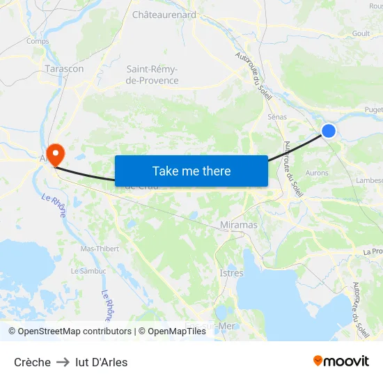 Crèche to Iut D'Arles map