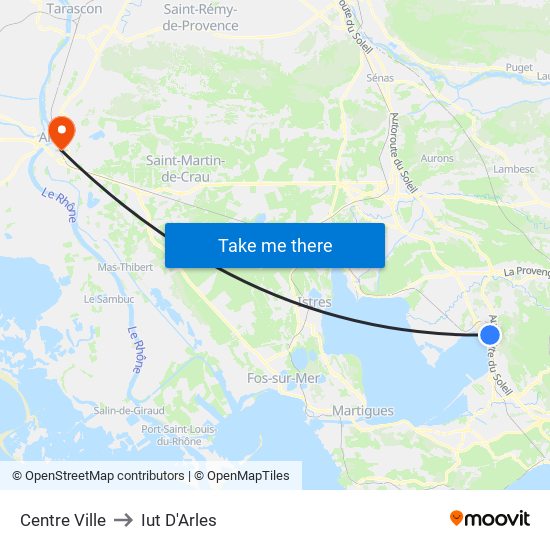 Centre Ville to Iut D'Arles map