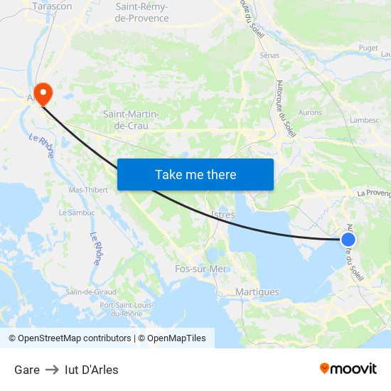 Gare to Iut D'Arles map