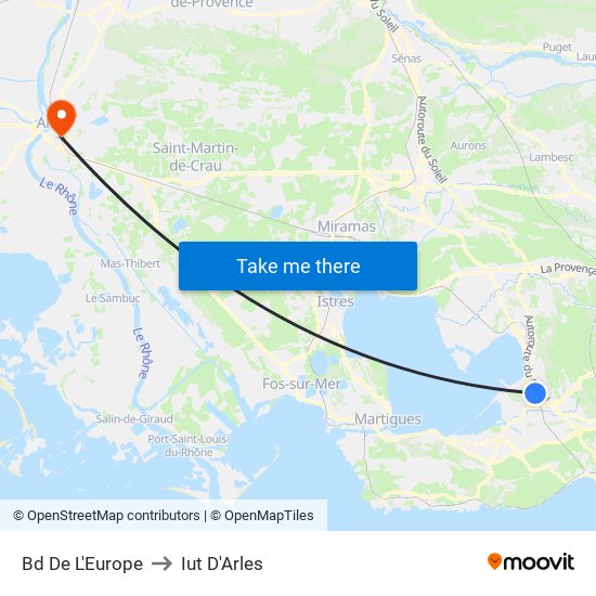 Bd De L'Europe to Iut D'Arles map