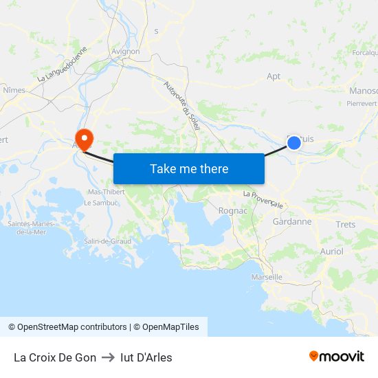 La Croix De Gon to Iut D'Arles map