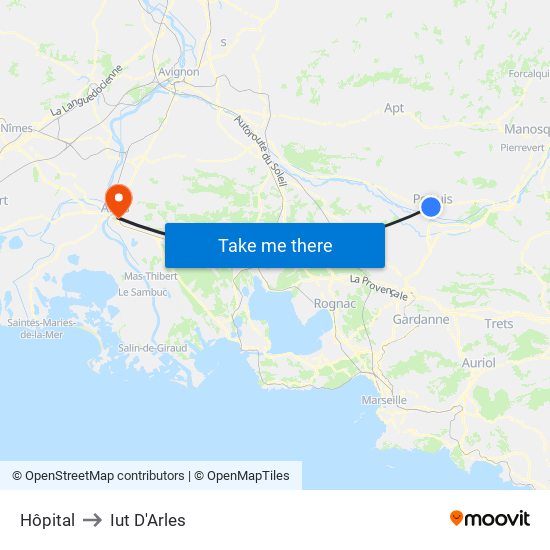 Hôpital to Iut D'Arles map
