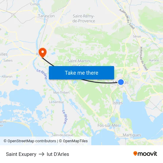 Saint Exupery to Iut D'Arles map