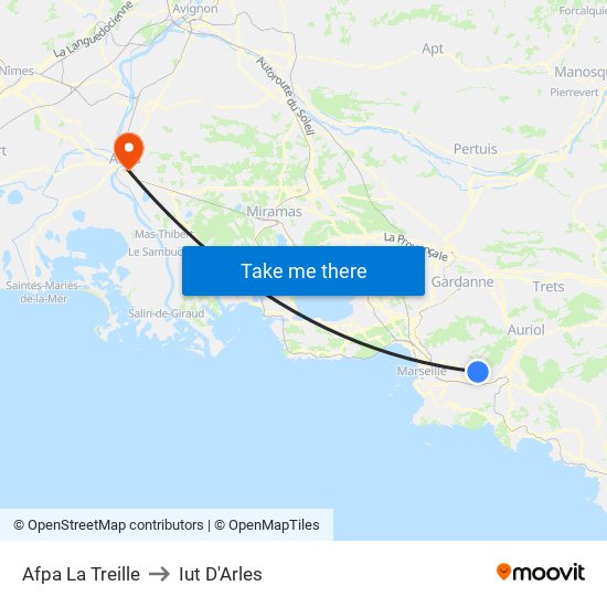 Afpa La Treille to Iut D'Arles map