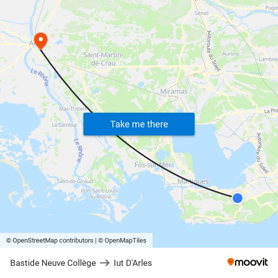 Bastide Neuve Collège to Iut D'Arles map