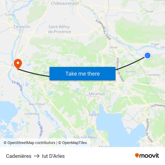 Cadenières to Iut D'Arles map