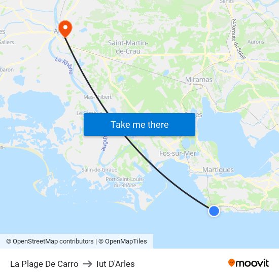 La Plage De Carro to Iut D'Arles map