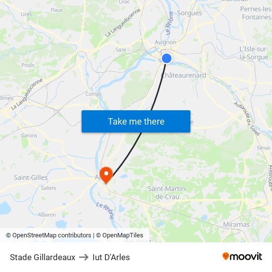 Stade Gillardeaux to Iut D'Arles map