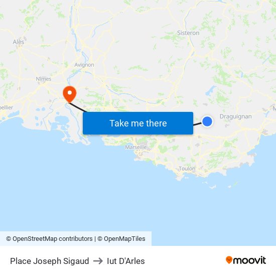 Place Joseph Sigaud to Iut D'Arles map