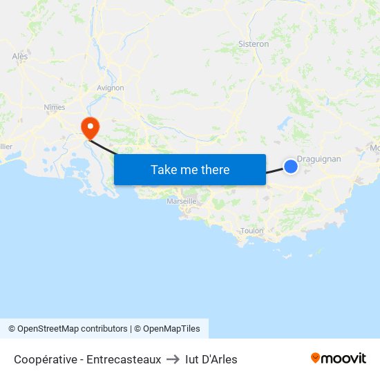 Coopérative - Entrecasteaux to Iut D'Arles map