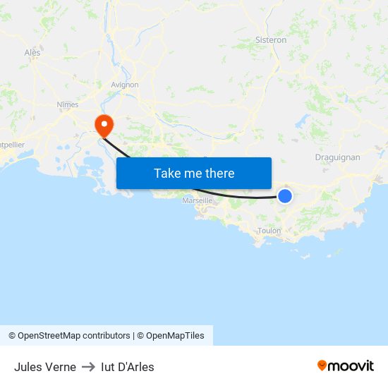 Jules Verne to Iut D'Arles map
