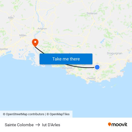 Sainte Colombe to Iut D'Arles map