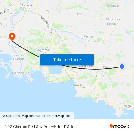 192 Chemin De L'Auvière to Iut D'Arles map